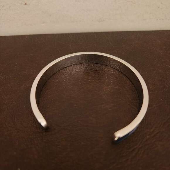 Sterling Blue Line Bangle Bracelet - Picture 2 of 4